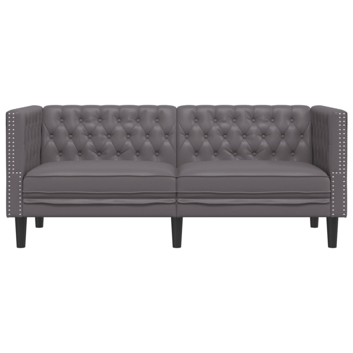 vidaXL Καναπές Chesterfield 2θέσιος Γκρι από Συνθετικό Δέρμα