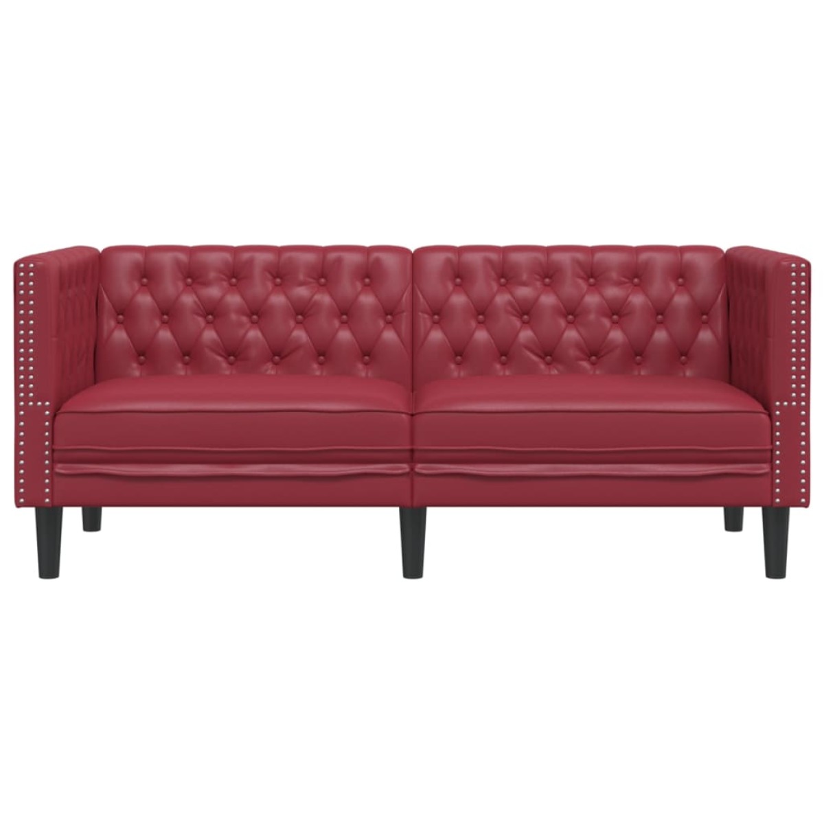 vidaXL Καναπές Chesterfield 2 θέσεων Μπορντό από Συνθετικό Δέρμα