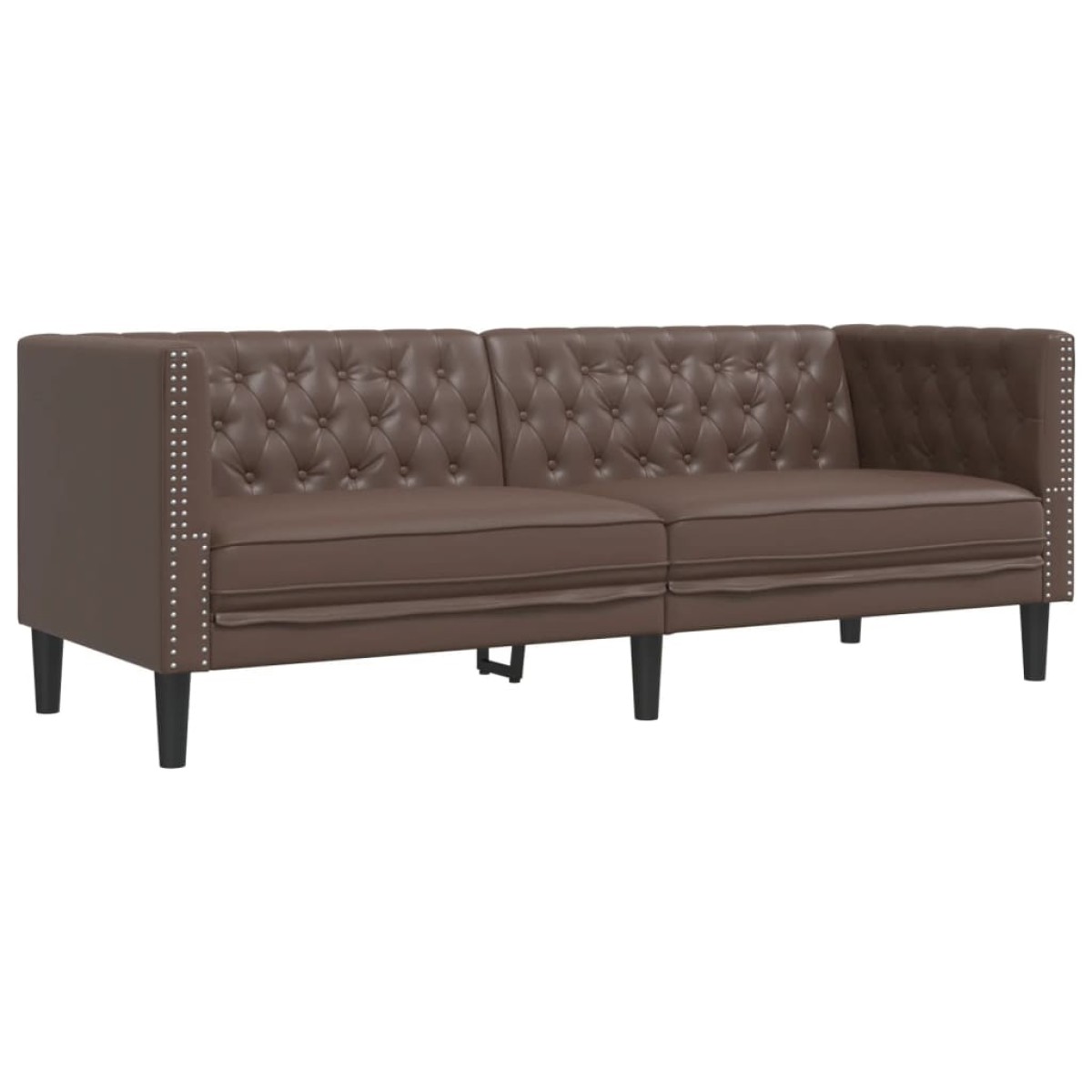 vidaXL Καναπές Chesterfield Τριθέσιος Καφέ από Συνθετικό Δέρμα