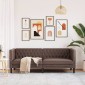 vidaXL Καναπές Chesterfield Τριθέσιος Καφέ από Συνθετικό Δέρμα