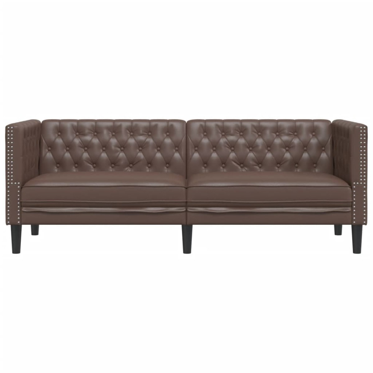 vidaXL Καναπές Chesterfield Τριθέσιος Καφέ από Συνθετικό Δέρμα