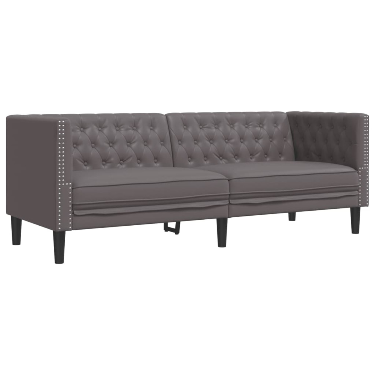 vidaXL Καναπές Chesterfield 3θέσιος Γκρι από Συνθετικό Δέρμα