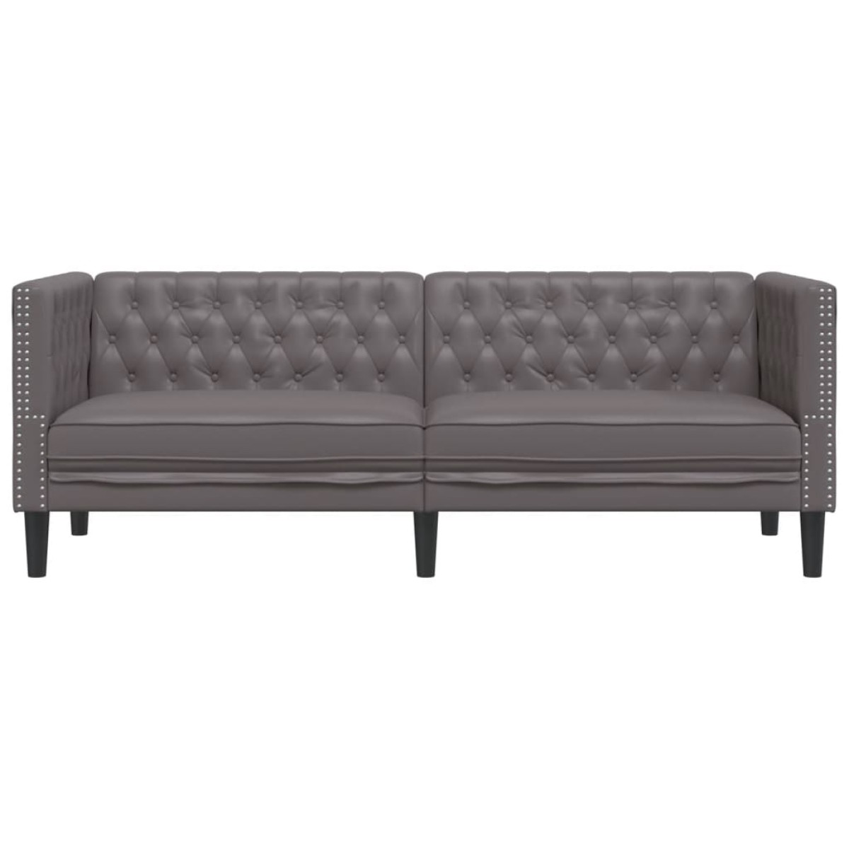vidaXL Καναπές Chesterfield 3θέσιος Γκρι από Συνθετικό Δέρμα