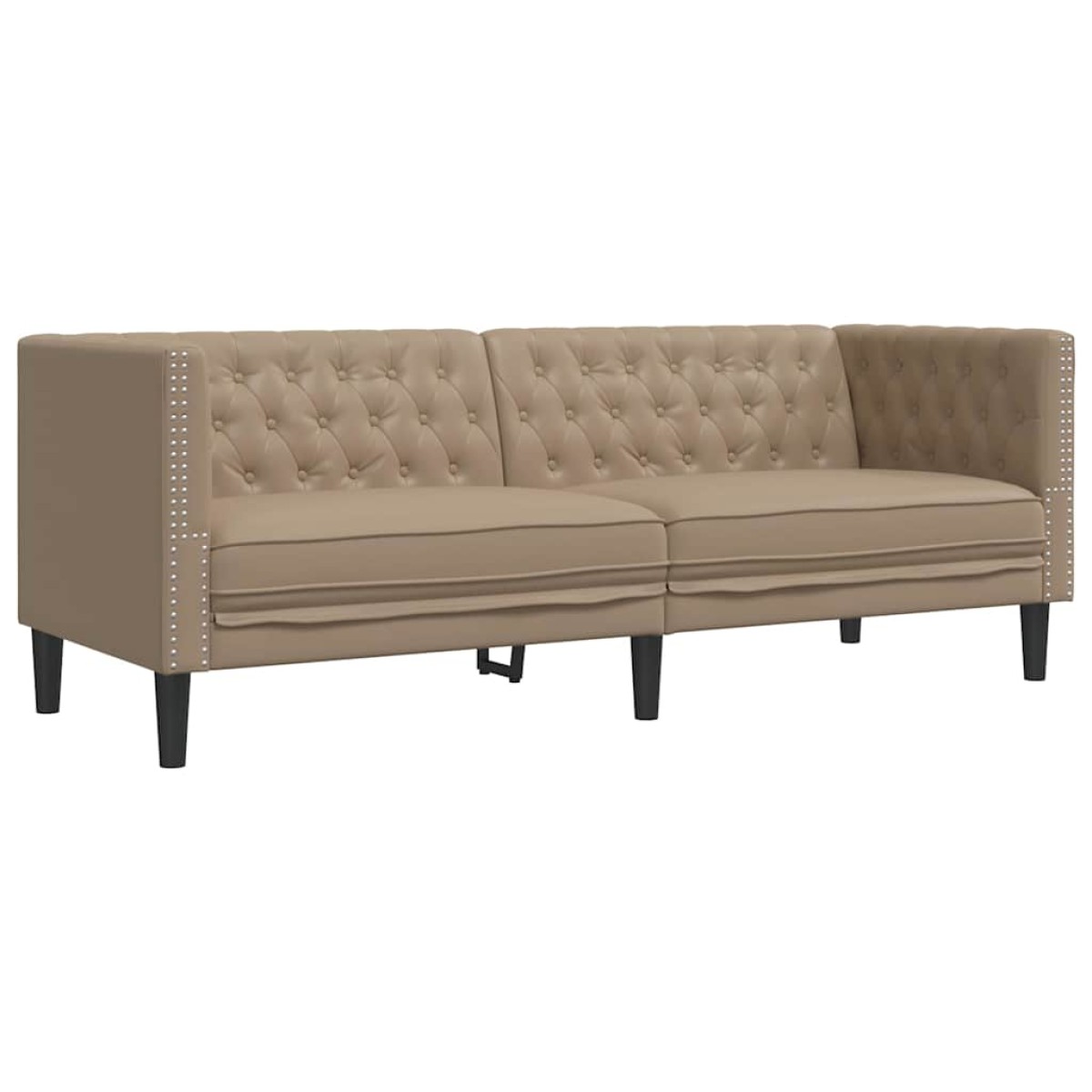 vidaXL Καναπές Chesterfield Τριθέσιος Καπουτσίνο από Συνθετικό Δέρμα