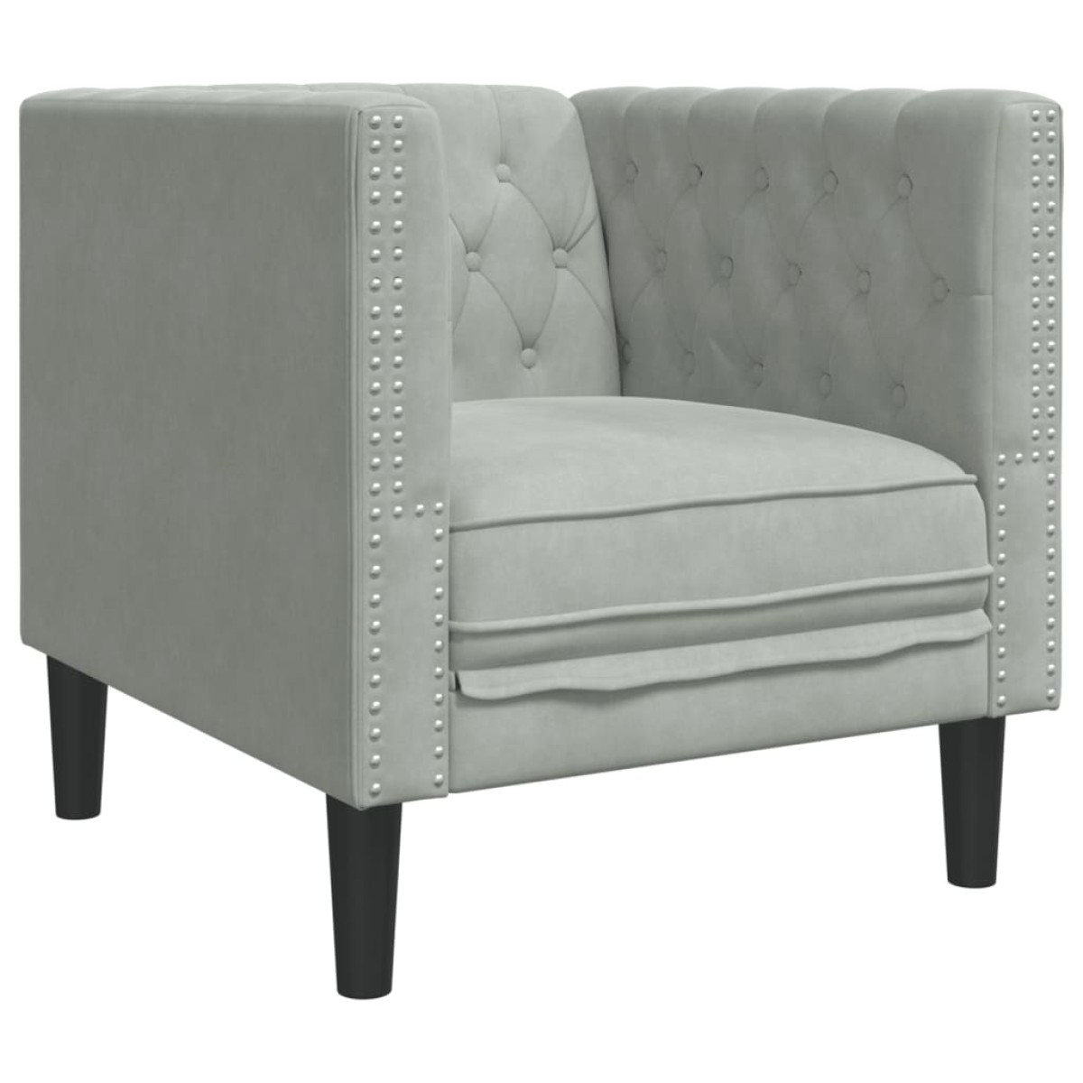 vidaXL Πολυθρόνα Chesterfield Ανοιχτό Γκρι Βελούδινη
