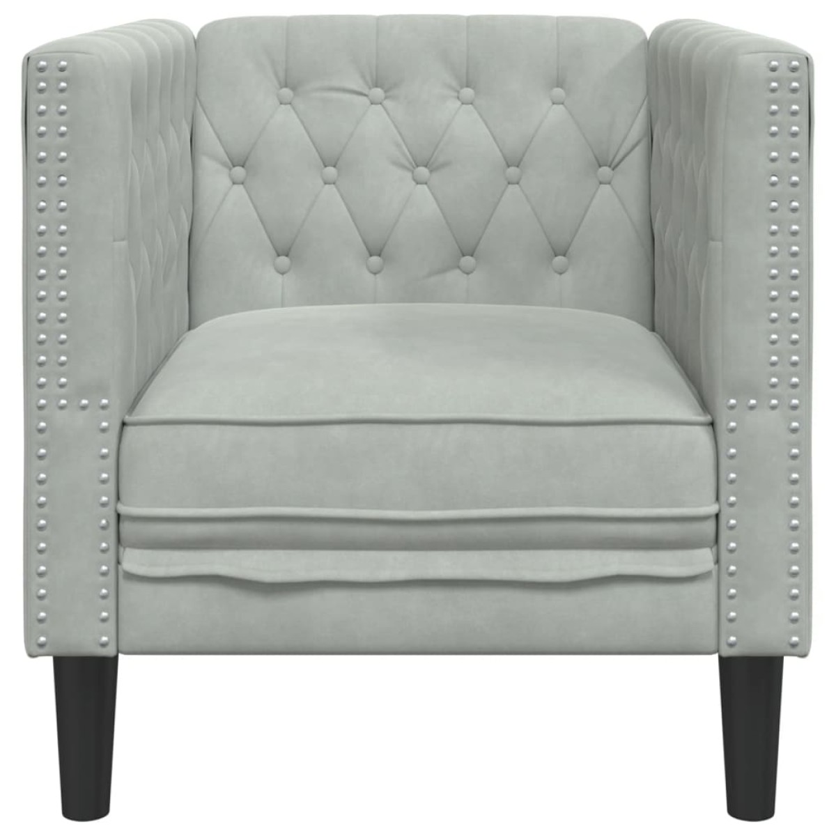vidaXL Πολυθρόνα Chesterfield Ανοιχτό Γκρι Βελούδινη