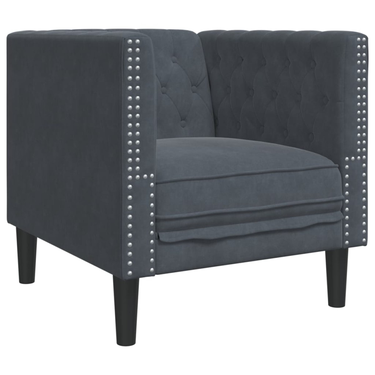 vidaXL Πολυθρόνα Chesterfield Σκούρο Γκρι Βελούδινη