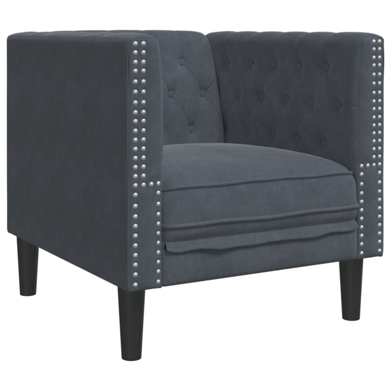 vidaXL Πολυθρόνα Chesterfield Σκούρο Γκρι Βελούδινη
