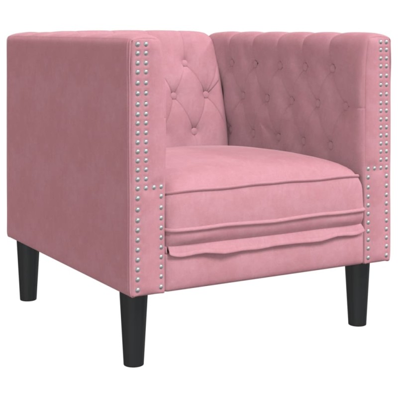 vidaXL Πολυθρόνα Chesterfield Ροζ Βελούδινη