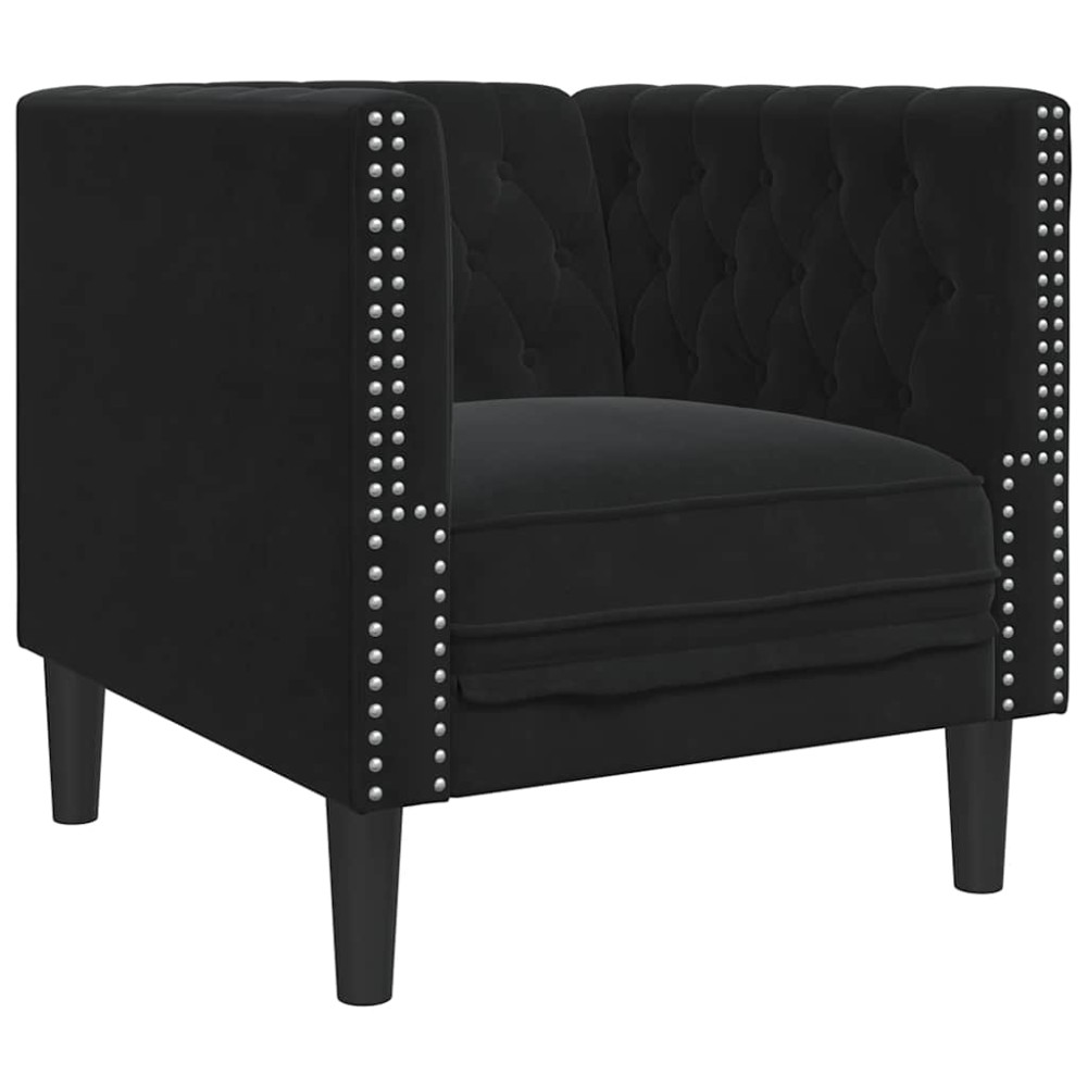 vidaXL Πολυθρόνα Chesterfield Μαύρο Βελούδινη