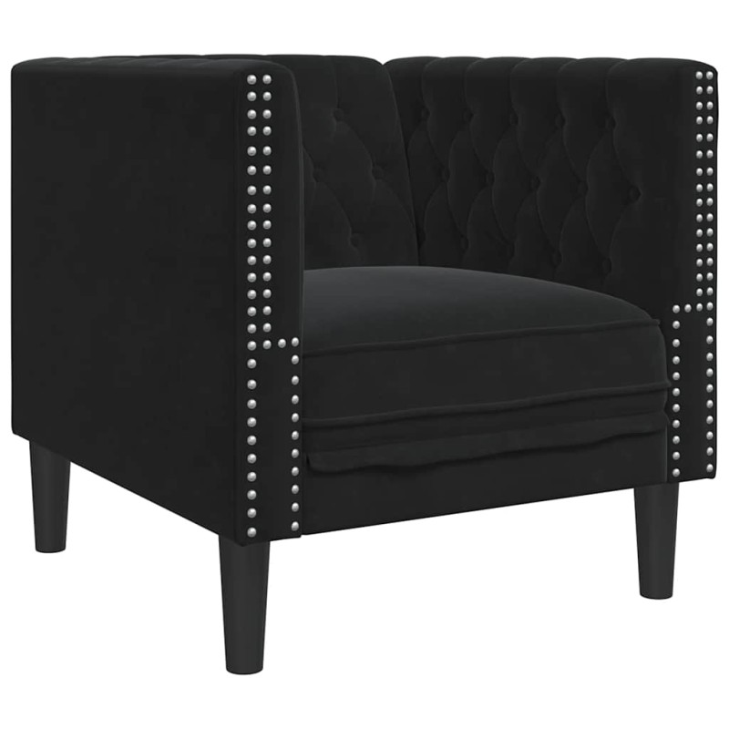 vidaXL Πολυθρόνα Chesterfield Μαύρο Βελούδινη