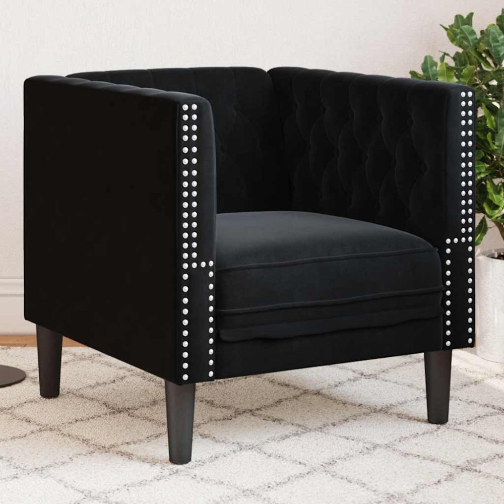 vidaXL Πολυθρόνα Chesterfield Μαύρο Βελούδινη
