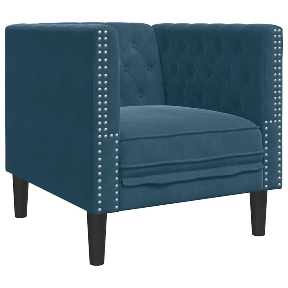 vidaXL Πολυθρόνα Chesterfield Μπλε Βελούδινη