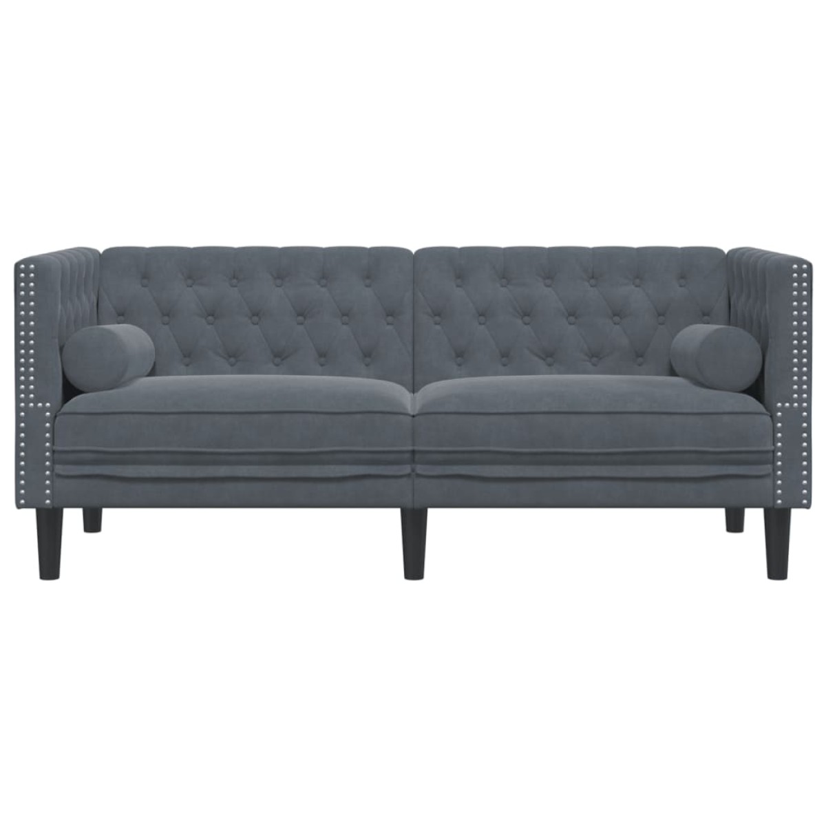 vidaXL Καναπές Διθέσιος Chesterfield με Στηρίγματα Σκούρο Γκρι Βελούδο