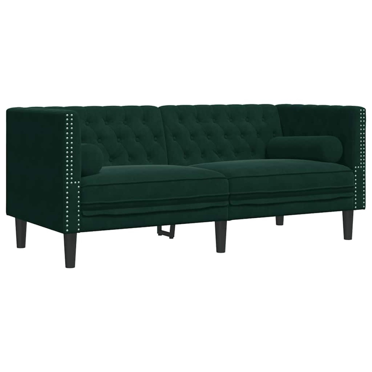 vidaXL Καναπές Διθέσιος Chesterfield με Στηρίγματα Πράσινος Βελούδο