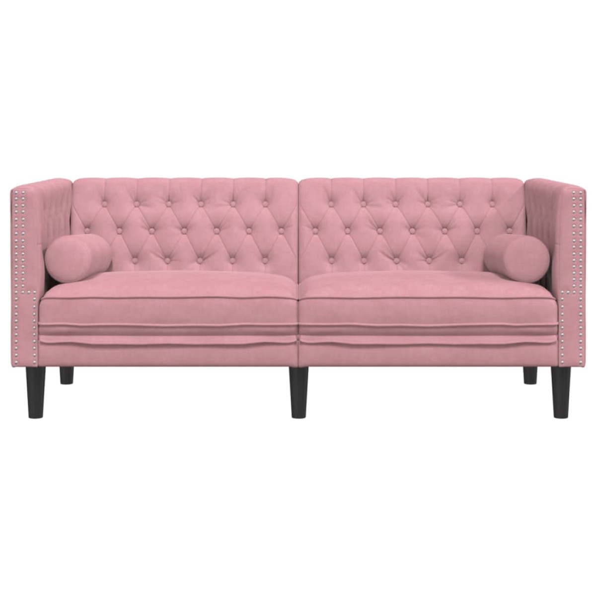 vidaXL Καναπές Chesterfield Διθέσιος με Στηρίγματα Ροζ Βελούδο