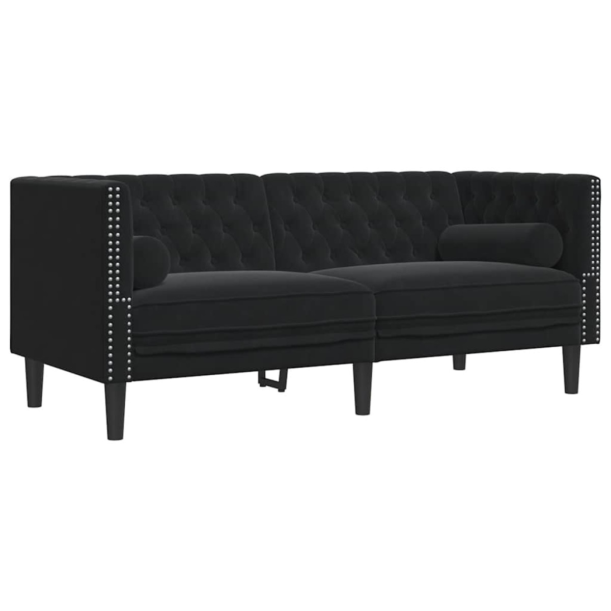 vidaXL Καναπές Διθέσιος Chesterfield με Στηρίγματα Μαύρο Βελούδο