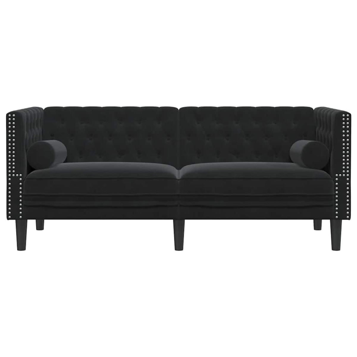 vidaXL Καναπές Διθέσιος Chesterfield με Στηρίγματα Μαύρο Βελούδο