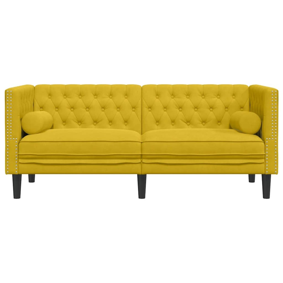 vidaXL Καναπές Chesterfield Διθέσιος με Στηρίγματα από Κίτρινο Βελούδο