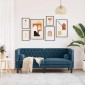 vidaXL Καναπές Chesterfield Διθέσιος με Στηρίγματα από Μπλε Βελούδο