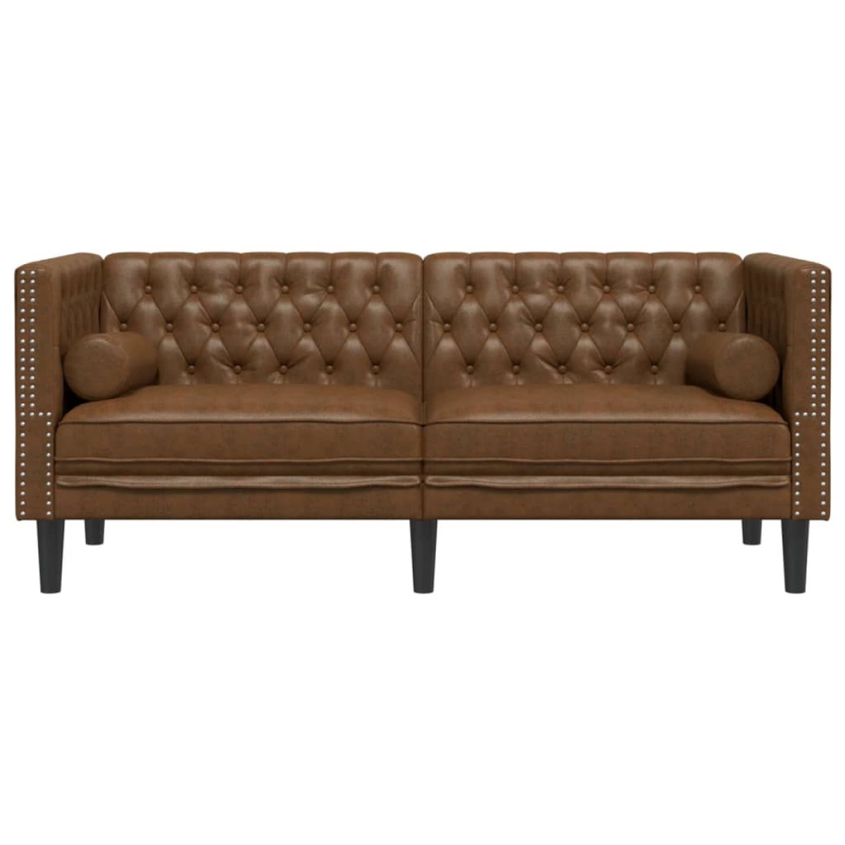 vidaXL Καναπές Διθέσιος Chesterfield με Στηρίγματα Συνθετικό Καστόρι
