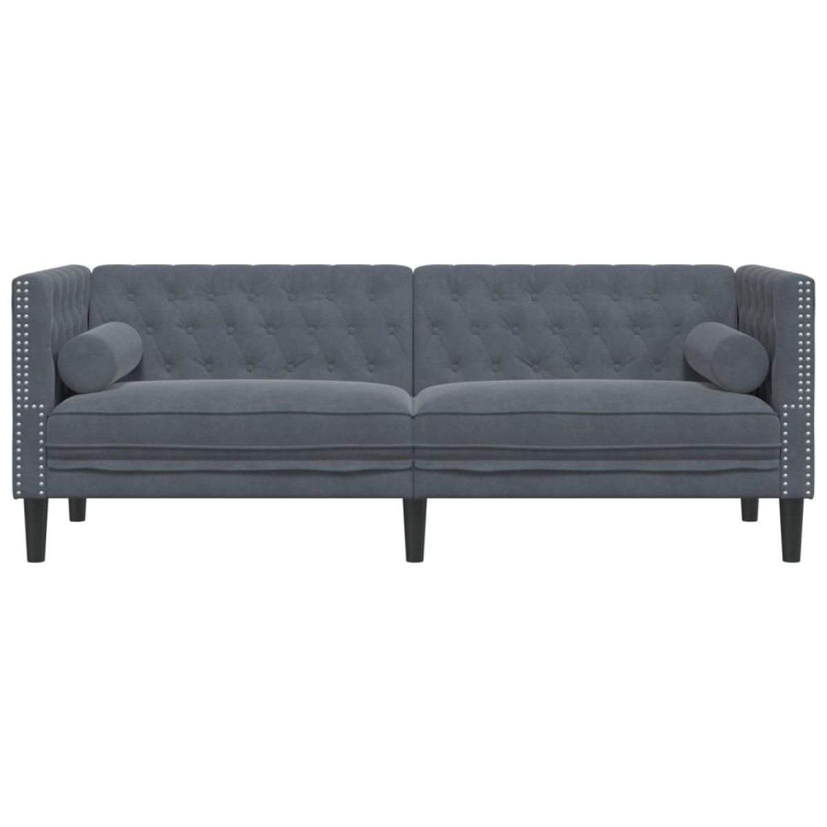 vidaXL Καναπές Τριθέσιος Chesterfield + Στηρίγματα Σκούρο Γκρι Βελούδο
