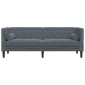 vidaXL Καναπές Τριθέσιος Chesterfield + Στηρίγματα Σκούρο Γκρι Βελούδο