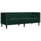 vidaXL Καναπές Τριθέσιος Chesterfield + Στηρίγματα Σκ. Πράσινο Βελούδο
