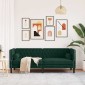 vidaXL Καναπές Τριθέσιος Chesterfield + Στηρίγματα Σκ. Πράσινο Βελούδο