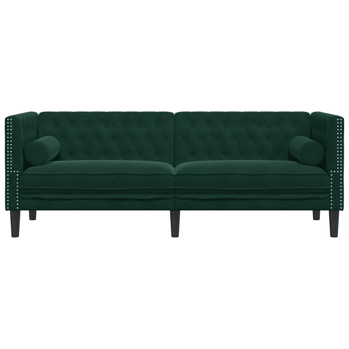 vidaXL Καναπές Τριθέσιος Chesterfield + Στηρίγματα Σκ. Πράσινο Βελούδο