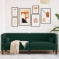 vidaXL Καναπές Τριθέσιος Chesterfield + Στηρίγματα Σκ. Πράσινο Βελούδο