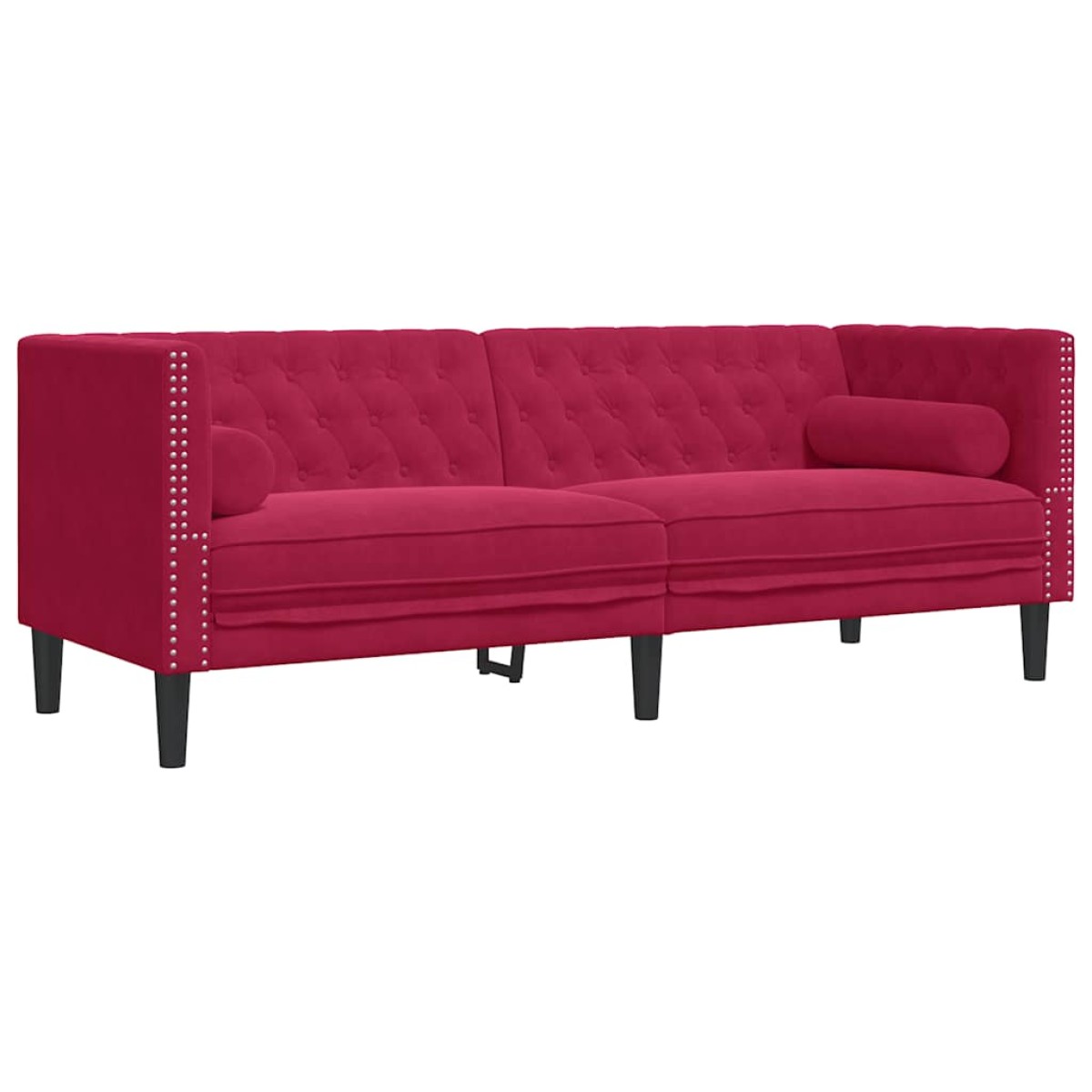vidaXL Καναπές Διθέσιος Chesterfield με Στηρίγματα Μπορντό Βελούδο