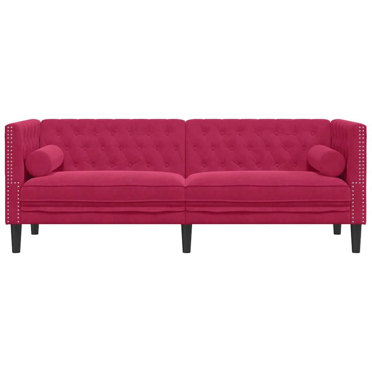 vidaXL Καναπές Διθέσιος Chesterfield με Στηρίγματα Μπορντό Βελούδο