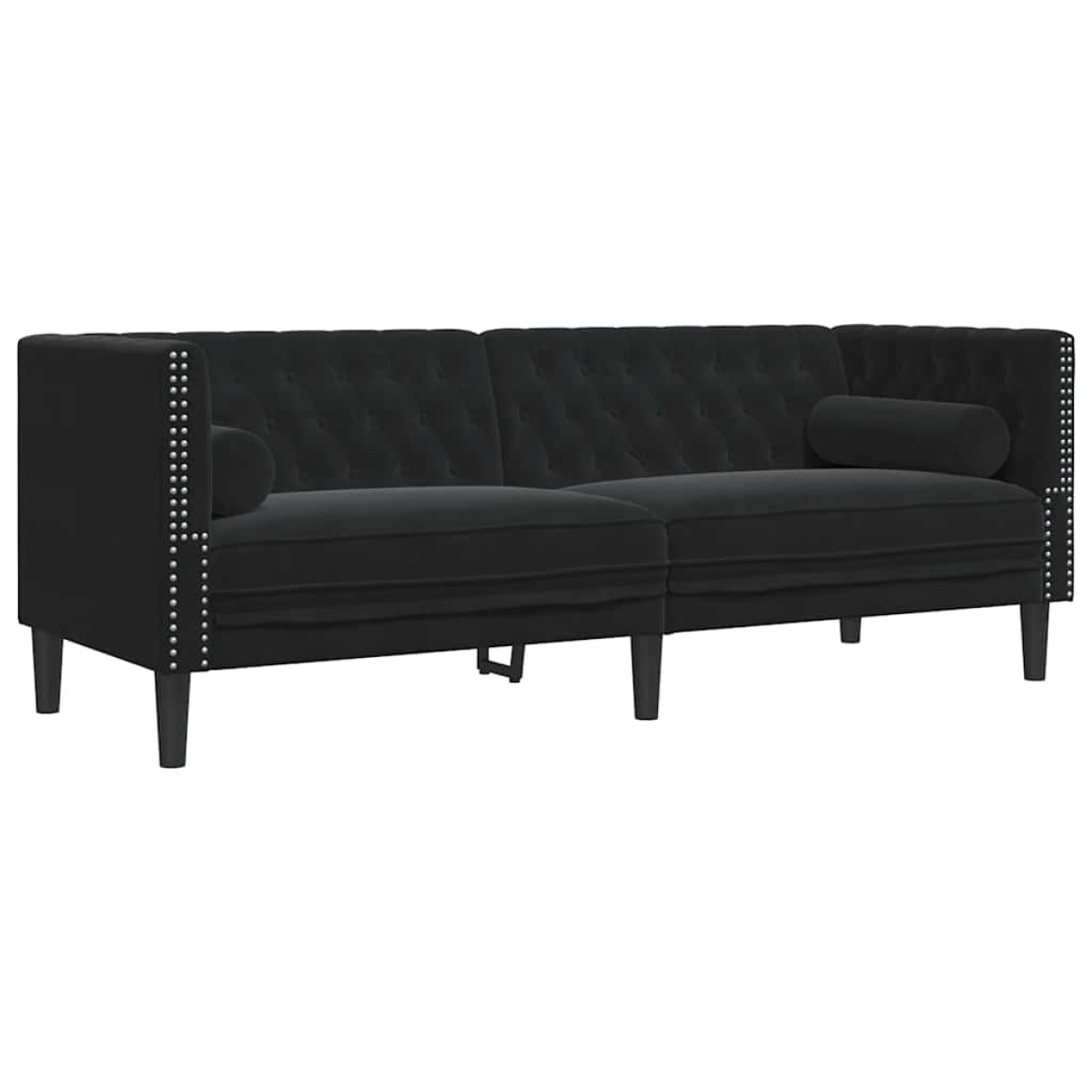 vidaXL Καναπές Διθέσιος Chesterfield με Στηρίγματα Μαύρο Βελούδο