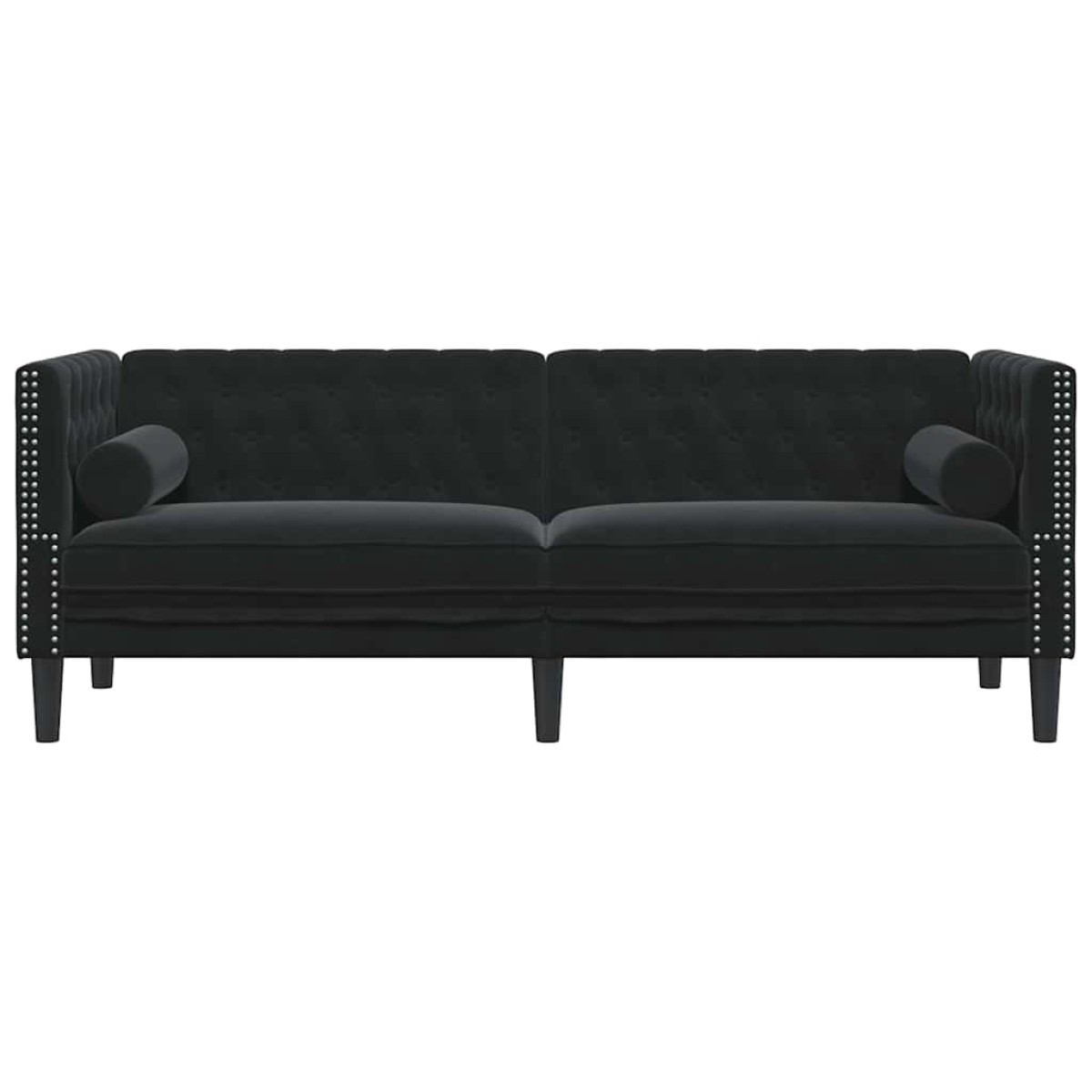 vidaXL Καναπές Διθέσιος Chesterfield με Στηρίγματα Μαύρο Βελούδο