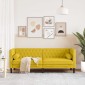 vidaXL Καναπές Διθέσιος Chesterfield με Στηρίγματα Κίτρινος Βελούδο