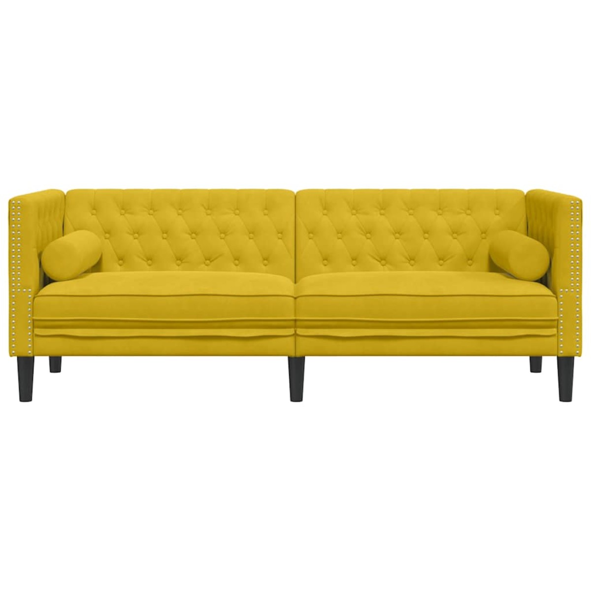 vidaXL Καναπές Διθέσιος Chesterfield με Στηρίγματα Κίτρινος Βελούδο