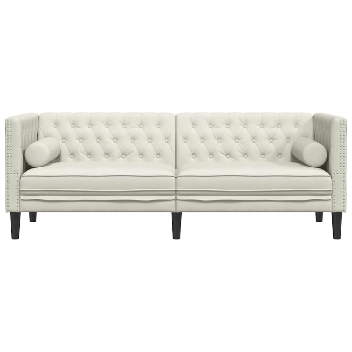 vidaXL Καναπές Διθέσιος Chesterfield με Στηρίγματα Κρεμ Βελούδο