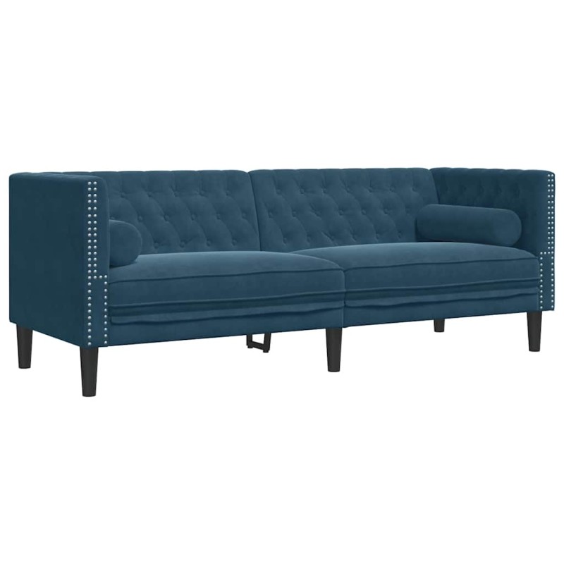 vidaXL Καναπές Διθέσιος Chesterfield με Στηρίγματα Μπλε Βελούδο