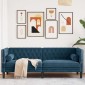 vidaXL Καναπές Διθέσιος Chesterfield με Στηρίγματα Μπλε Βελούδο