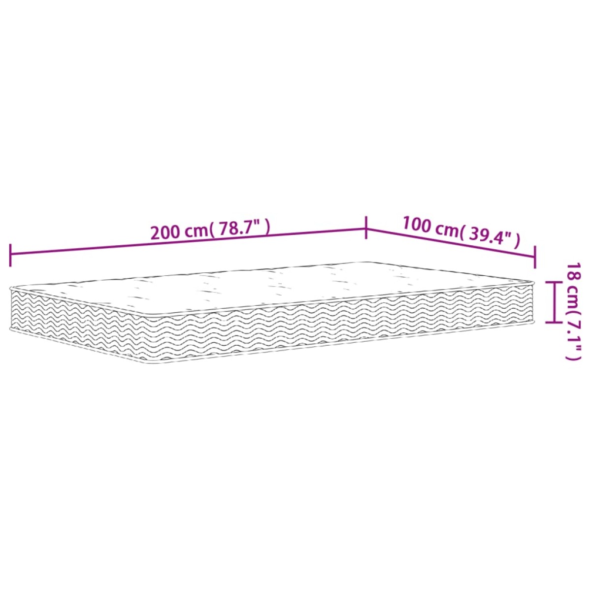 vidaXL Στρώμα με Bonnell Springs Μεσαία Σκληρότητα 100x200 εκ.