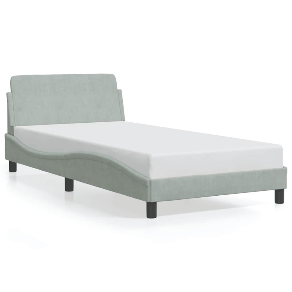 vidaXL Σκελετός Κρεβατιού Dover Γκρι 100x190 εκ. Βελούδινο