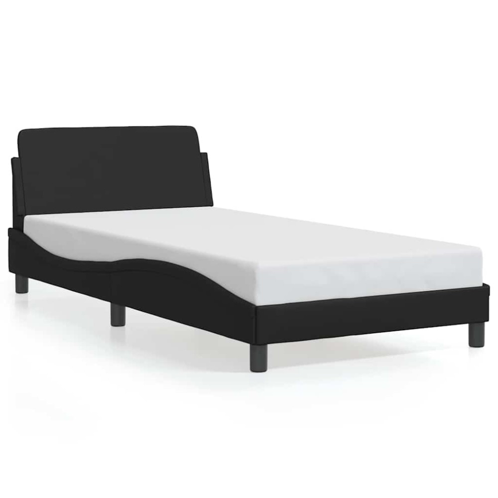 vidaXL Σκελετός Κρεβατιού Dover Μαύρο 100x190εκ.Συνθ. Δέρμα