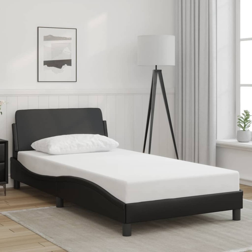 vidaXL Σκελετός Κρεβατιού Dover Μαύρο 100x190εκ.Συνθ. Δέρμα