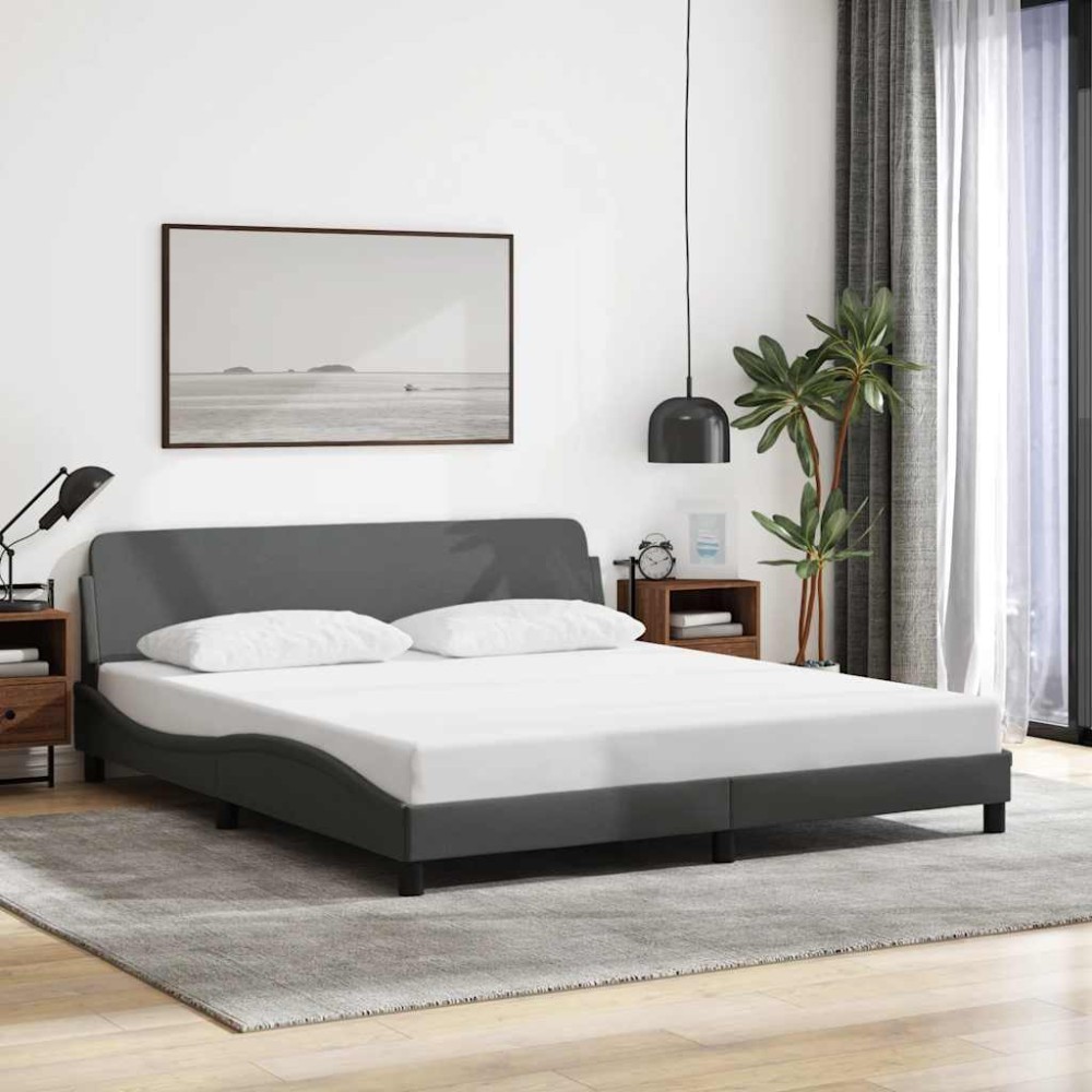 vidaXL Πλαίσιο Κρεβατιού Dover Σκούρο Γκρι 152x203 εκ.Υφασμάτινο