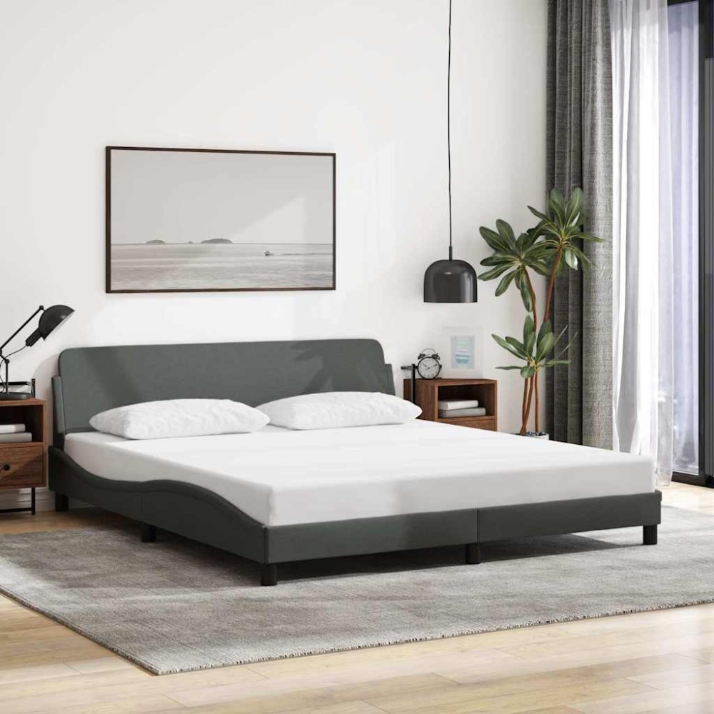 vidaXL Πλαίσιο Κρεβατιού Dover Σκούρο Γκρι 183x213 εκ.Υφασμάτινο