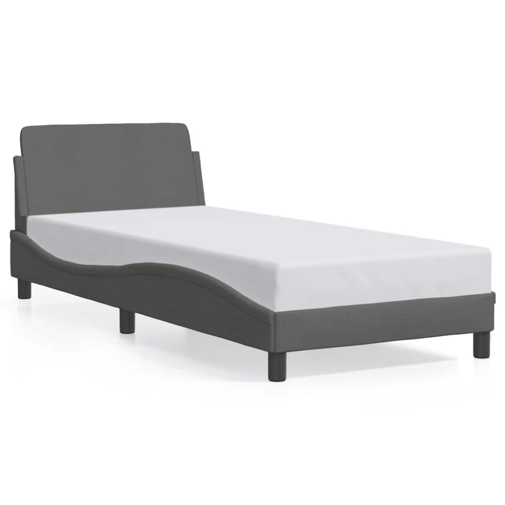 vidaXL Πλαίσιο Κρεβατιού Dover Σκούρο Γκρι 90x190 εκ. Ύφασμα