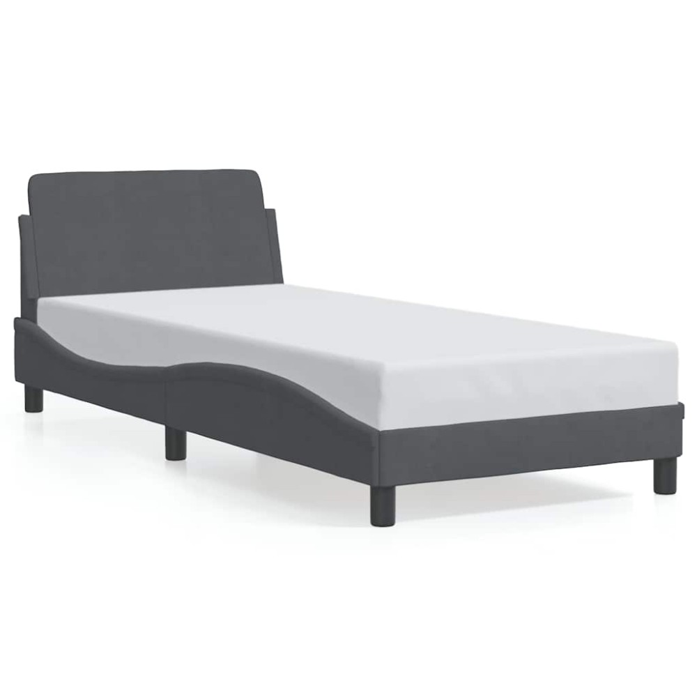 vidaXL Πλαίσιο Κρεβατιού Dover Σκούρο Γκρι 90x190 εκ. Βελούδο