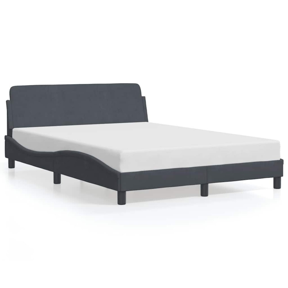 vidaXL Πλαίσιο Κρεβατιού Dover Σκούρο Γκρι 135x190 εκ. Βελούδο
