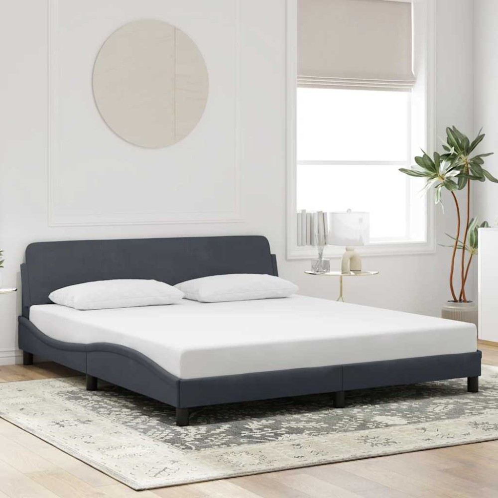 vidaXL Πλαίσιο Κρεβατιού Dover Σκούρο Γκρι 180x200 εκ. Βελούδο